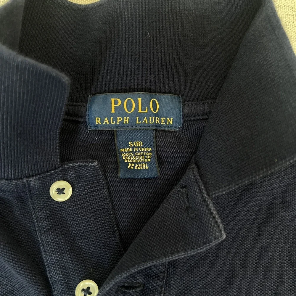 Polo Ralph Lauren Boys Navy Blue Short Sleeve Polo Shirt Size 8 Red Pony